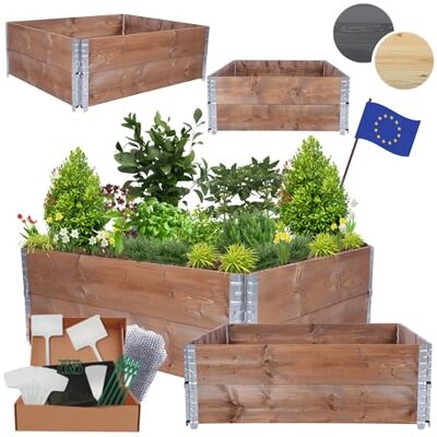 MODO24 Hochbeet Holz, Blumenkasten, Gartenbeet, 40x120x100 cm, Braun Robustes Kräuterbeet & Gemüsebeet aus Kiefernholz, Dekorativer Pflanzkasten & Blumenbeet für Garten, Balkon & Terrasse MODO24 Hochbeet Holz, Blumenkasten, Gartenbeet, 40x120x100 cm, Braun Robustes Kräuterbeet & Gemüsebeet aus Kiefernholz, Dekorativer Pflanzkasten & Blumenbeet für Garten, Balkon & Terrasse