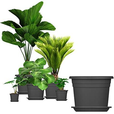 BigDean 5X Blumentopf mit Untersetzer Ø 30 cm Anthrazit 30 x 21 cm Topf Blumentöpfe Kunststoff Pflanztopf Containertopf Übertopf Pflanzkübel rund, Robust & Langlebig, UV Beständig, Wetterfest BigDean 5X Blumentopf mit Untersetzer Ø 30 cm Anthrazit 30 x 21 cm Topf Blumentöpfe Kunststoff Pflanztopf Containertopf Übertopf Pflanzkübel rund, Robust & Langlebig, UV Beständig, Wetterfest
