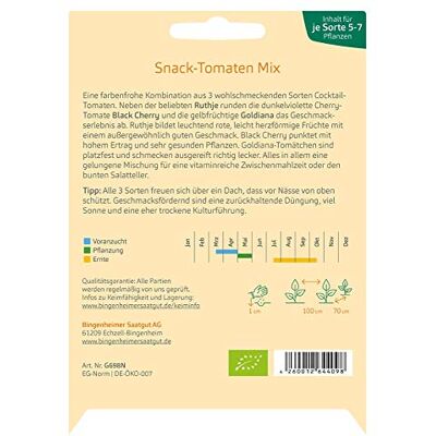 Bingenheimer Saatgut Snack-Tomaten Mix demeter bio je Sorte 5-7 Pflanzen Bingenheimer Saatgut Snack-Tomaten Mix demeter bio je Sorte 5-7 Pflanzen