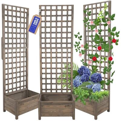MODO24 Blumenkasten mit Rankgitter Pflanzkübel 190x60x40 cm, Grau FSC-Zertifizierte Blumenkästen & Pflanzkübel mit Rankhilfe, Dekorativer Pflanzkasten & Rankgitter Garten, Terrasse & Balkon MODO24 Blumenkasten mit Rankgitter Pflanzkübel 190x60x40 cm, Grau FSC-Zertifizierte Blumenkästen & Pflanzkübel mit Rankhilfe, Dekorativer Pflanzkasten & Rankgitter Garten, Terrasse & Balkon