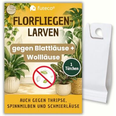 Futeco ® Florfliegenlarven gegen Blattläuse & Wollläuse 1 Tüte für 1-2 Pflanzen zum einfachen Aufhängen starke Biologische Schädlingsbekämpfung bei Zimmerpflanzen & Zierpflanzen Futeco ® Florfliegenlarven gegen Blattläuse & Wollläuse 1 Tüte für 1-2 Pflanzen zum einfachen Aufhängen starke Biologische Schädlingsbekämpfung bei Zimmerpflanzen & Zierpflanzen