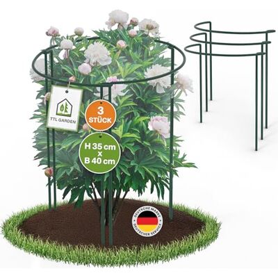 TTL GARDEN Strauchstützen 35cm x 40cm 3er Set Pflanzenstütze Ø 5,5 mm Stahl rostfrei Kunststoff beschichtet Pflanzenhalter Staudenhalter Blumenhalter Hortensie Rose Pfingstrose Ø 5,5mm grün TTL GARDEN Strauchstützen 35cm x 40cm 3er Set Pflanzenstütze Ø 5,5 mm Stahl rostfrei Kunststoff beschichtet Pflanzenhalter Staudenhalter Blumenhalter Hortensie Rose Pfingstrose Ø 5,5mm grün