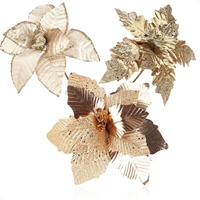 com-four ® 3X Weihnachtsstern Deko-Gesteck, Kunstblumen als tolle schöner Raumschmuck auch für Kränze und Blumenarrangements com-four ® 3X Weihnachtsstern Deko-Gesteck, Kunstblumen als tolle schöner Raumschmuck auch für Kränze und Blumenarrangements