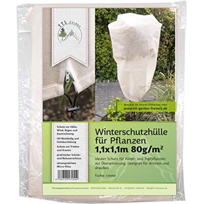 TTL GARDEN 110 x 110 cm Winterschutz Haube 80g/m² beige mit Reißverschluss für Pflanzen Premium Vlies Schutzhülle, Frostschutz Haube für Kübelpflanzen Palmen Oliven gegen Frost Wind Austrocknung TTL GARDEN 110 x 110 cm Winterschutz Haube 80g/m² beige mit Reißverschluss für Pflanzen Premium Vlies Schutzhülle, Frostschutz Haube für Kübelpflanzen Palmen Oliven gegen Frost Wind Austrocknung