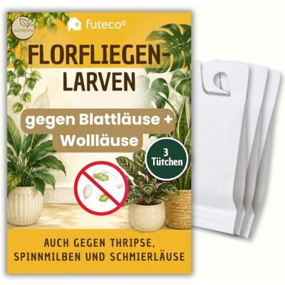 Futeco ® Florfliegenlarven gegen Blattläuse & Wollläuse 3 Tüten für 3-6 Pflanzen zum einfachen Aufhängen starke Biologische Schädlingsbekämpfung bei Zimmerpflanzen & Zierpflanzen Futeco ® Florfliegenlarven gegen Blattläuse & Wollläuse 3 Tüten für 3-6 Pflanzen zum einfachen Aufhängen starke Biologische Schädlingsbekämpfung bei Zimmerpflanzen & Zierpflanzen