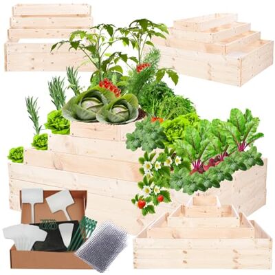 MODO24 Hochbeet Holz, Blumenkasten, Gartenbeet, 54x117x120cm, Natur Pflanzkasten, Blumenbeet, für Garten, Balkon und Terrasse, Kiefernholz, Massivholz, Gemüsebeet, Kräuterbeet MODO24 Hochbeet Holz, Blumenkasten, Gartenbeet, 54x117x120cm, Natur Pflanzkasten, Blumenbeet, für Garten, Balkon und Terrasse, Kiefernholz, Massivholz, Gemüsebeet, Kräuterbeet