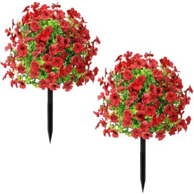 Generic 2Pcs 23.62 in Faux Flower Garden Stakes Easy Install No Fade Outdoor Realistic Plastic Flowers with Ground Stake for Porch Patio Balcony Planter Yard Generic 2Pcs 23.62 in Faux Flower Garden Stakes Easy Install No Fade Outdoor Realistic Plastic Flowers with Ground Stake for Porch Patio Balcony Planter Yard