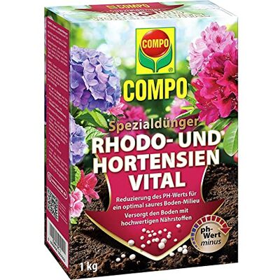 Compo Rhodo- und Hortensien Vital 1 kg, Pflanzenstärkungsmittel Fördert Vitalität und üppige Blüte bei Rhododendren und Hortensien, optimale Nährstoffversorgung der Pflanzen Compo Rhodo- und Hortensien Vital 1 kg, Pflanzenstärkungsmittel Fördert Vitalität und üppige Blüte bei Rhododendren und Hortensien, optimale Nährstoffversorgung der Pflanzen