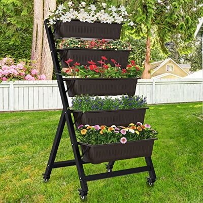 G TALECO GEAR Vertikaler Garten Pflanzgefäß, Vertikaler Hochbeet Pflanzkasten mit 4 Containerkästen, Züchten Sie Ihr Kräuter, Gemüse, Blumen, drinnen und draußen (5 Ebenen) G TALECO GEAR Vertikaler Garten Pflanzgefäß, Vertikaler Hochbeet Pflanzkasten mit 4 Containerkästen, Züchten Sie Ihr Kräuter, Gemüse, Blumen, drinnen und draußen (5 Ebenen)
