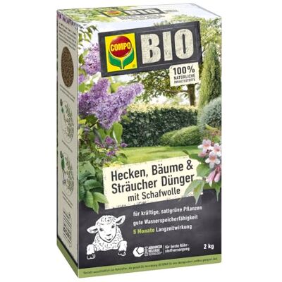Compo BIO Hecken, Bäume & Sträucher Dünger Schafwolle, Heckendünger, 2 kg Compo BIO Hecken, Bäume & Sträucher Dünger Schafwolle, Heckendünger, 2 kg