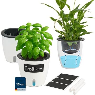 Maximex Selbstbewässernde Pflanztöpfe, 15-teiliges Set, Kräutertöpfe mit Wasserreservoir, automatische Bewässerung für Zimmerpflanzen, Ø 13 x 13,5 cm, Kunststoff Maximex Selbstbewässernde Pflanztöpfe, 15-teiliges Set, Kräutertöpfe mit Wasserreservoir, automatische Bewässerung für Zimmerpflanzen, Ø 13 x 13,5 cm, Kunststoff