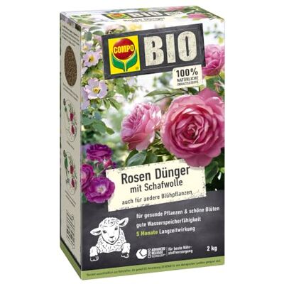 Compo BIO Rosen Langzeit-Dünger mit Schafwolle, Rosendünger, 2 kg Organischer Rosen-Dünger mit Schafwolle – Sofort- & 5 Monate Langzeitwirkung sowie starke Wasserspeicherung. Compo BIO Rosen Langzeit-Dünger mit Schafwolle, Rosendünger, 2 kg Organischer Rosen-Dünger mit Schafwolle – Sofort- & 5 Monate Langzeitwirkung sowie starke Wasserspeicherung.