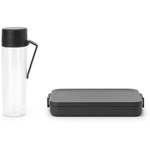 Brabantia Make & Take Frühstück-Set 2er-Set: Wasserflasche 0.5L + Lunch Box Flach Platz für Sandwiches Auslaufsichere Trinkflasche Spülmaschinenfest Dark Grey Brabantia Make & Take Frühstück-Set 2er-Set: Wasserflasche 0.5L + Lunch Box Flach Platz für Sandwiches Auslaufsichere Trinkflasche Spülmaschinenfest Dark Grey