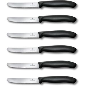 Victorinox Swiss Classic, Frühstücksmesser, Brötchenmesser, Scharfe Klinge, Wellenschliff, 11 cm, Kunststoffgriff, Rostfreier Stahl, Set 6teilig, Schwarz Victorinox Swiss Classic, Frühstücksmesser, Brötchenmesser, Scharfe Klinge, Wellenschliff, 11 cm, Kunststoffgriff, Rostfreier Stahl, Set 6teilig, Schwarz