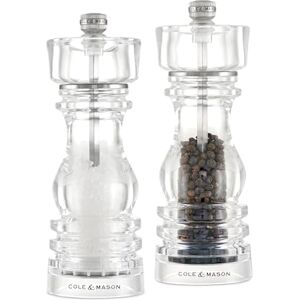Cole & Mason London Salz- und Pfeffermühlen-Set aus Acryl, 180 mm, Precision+ Carbon/Keramik-Mechanismen, Salz- und Pfeffermühlen mit einstellbarem Mahlgrad, Geschenkset Cole & Mason London Salz- und Pfeffermühlen-Set aus Acryl, 180 mm, Precision+ Carbon/Keramik-Mechanismen, Salz- und Pfeffermühlen mit einstellbarem Mahlgrad, Geschenkset
