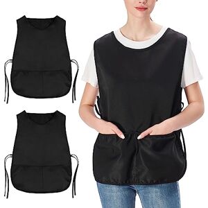 Jubatus Schürzen, 2 Stück, mit 2 Taschen, für Damen und Herren, schnell trocknendes Polyestergewebe, schwarz Jubatus Schürzen, 2 Stück, mit 2 Taschen, für Damen und Herren, schnell trocknendes Polyestergewebe, schwarz