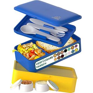 Umami Lunchbox Erwachsene, Auslaufsichere Bento Box mit Fächern und 4 Bestecke, Brotdose Erwachsene, Salatbehälter To-Go, Lunch Box für Picknick/Büro, Blau & Gold, 1200 ml Umami Lunchbox Erwachsene, Auslaufsichere Bento Box mit Fächern und 4 Bestecke, Brotdose Erwachsene, Salatbehälter To-Go, Lunch Box für Picknick/Büro, Blau & Gold, 1200 ml