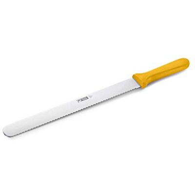 Thermohauser Bäckermesser (Stahl, rostfrei), einseitiger Wellenschliff mit gelbem Kunststoffgriff, Klinge 31cm, Gelber Griff Thermohauser Bäckermesser (Stahl, rostfrei), einseitiger Wellenschliff mit gelbem Kunststoffgriff, Klinge 31cm, Gelber Griff