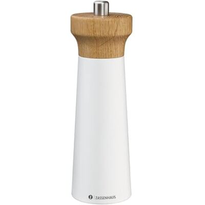 Zassenhaus Salzmühle Holz WESTERLAND weiß/Buchenholz Mühlenkopf aus Eichenholz mit stufenlos verstellbarem Hochleistungs-Keramikmahlwerk Gewürzmühle für Salz 18 cm, Ø 5,6 cm Zassenhaus Salzmühle Holz WESTERLAND weiß/Buchenholz Mühlenkopf aus Eichenholz mit stufenlos verstellbarem Hochleistungs-Keramikmahlwerk Gewürzmühle für Salz 18 cm, Ø 5,6 cm