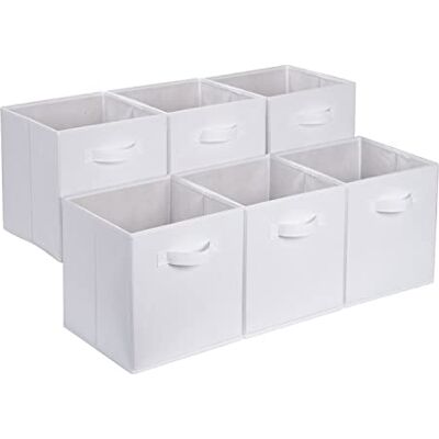 Amazon zusammenklappbarer Aufbewahrungswürfel/Organizer aus Stoff mit Griffen, 26.6 x 26.6 x 27.9 cm, Weiß, 6 Stück, Einfarbig Weiß Amazon zusammenklappbarer Aufbewahrungswürfel/Organizer aus Stoff mit Griffen, 26.6 x 26.6 x 27.9 cm, Weiß, 6 Stück, Einfarbig Weiß