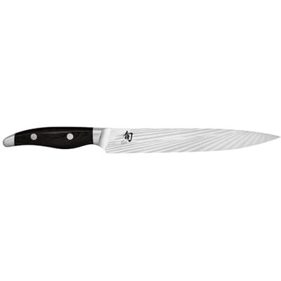 KAI Shun Nagare Black Schinkenmesser 23 cm Klingenlänge 72 Lagen Damaszenerstahl VG 2 & VG 10 Dual-Core-Klinge Pakkaholz schwarz Handgefertigt in Japan Fleischmesser geschmiedet KAI Shun Nagare Black Schinkenmesser 23 cm Klingenlänge 72 Lagen Damaszenerstahl VG 2 & VG 10 Dual-Core-Klinge Pakkaholz schwarz Handgefertigt in Japan Fleischmesser geschmiedet