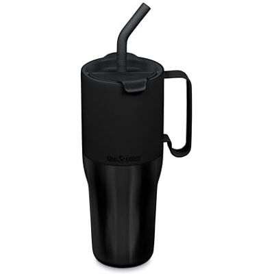 Klean Kanteen Rise Thermosbecher aus Edelstahl, mit Flip Lid Deckel,Trinkhalm und praktischem Griff, in der Farbe Schwarz, Fassungsvermögen: 1020 ml, 1011613 Klean Kanteen Rise Thermosbecher aus Edelstahl, mit Flip Lid Deckel,Trinkhalm und praktischem Griff, in der Farbe Schwarz, Fassungsvermögen: 1020 ml, 1011613