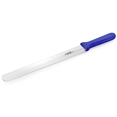Thermohauser Bäckermesser (Stahl, rostfrei), beidseitiger Sägen-und Flachschliff, mit blauem mit blauem Kunststoffgriff, Klinge 36 cm, Blauer Griff Thermohauser Bäckermesser (Stahl, rostfrei), beidseitiger Sägen-und Flachschliff, mit blauem mit blauem Kunststoffgriff, Klinge 36 cm, Blauer Griff