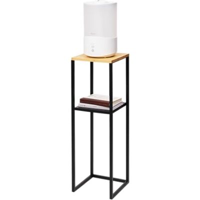 YAMAZAKI 5984 Tower 2Tiered Shelf with Wooden Top, Black, Steel/Bamboo, 25 x 25 x 80 cm YAMAZAKI 5984 Tower 2Tiered Shelf with Wooden Top, Black, Steel/Bamboo, 25 x 25 x 80 cm