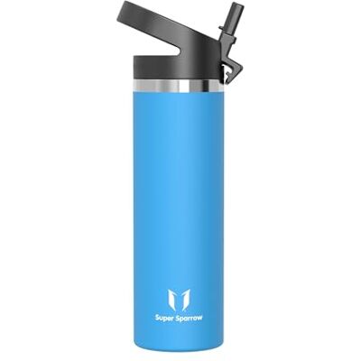 Super Sparrow Trinkflasche Edelstahl 750ml Thermosflasche mit Strohhalm Deckel Super Sparrow Trinkflasche Edelstahl 750ml Thermosflasche mit Strohhalm Deckel