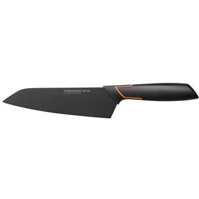 Fiskars Santoku-Messer, Modernes Design, Gesamtlänge: 29 cm, Qualitätsstahl/Kunststoff, Edge, 1003097, Schwarz / Orange Fiskars Santoku-Messer, Modernes Design, Gesamtlänge: 29 cm, Qualitätsstahl/Kunststoff, Edge, 1003097, Schwarz / Orange