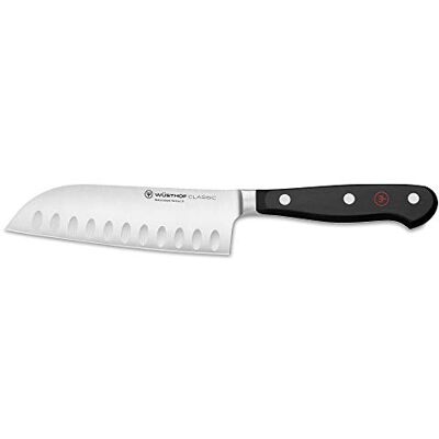WÜSTHOF Santoku mit Kullen, Classic (1040131314), 14 cm Klinge, geschmiedet, rostfreier Edelstahl, sehr scharf, asiatisches Kochmesser, Sushimesser, Schwarz WÜSTHOF Santoku mit Kullen, Classic (1040131314), 14 cm Klinge, geschmiedet, rostfreier Edelstahl, sehr scharf, asiatisches Kochmesser, Sushimesser, Schwarz