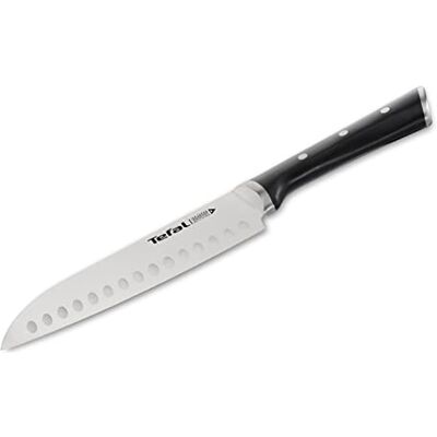 Tefal Ice Force Santoku Messer, 18 cm Klinge, Korrosionsschutz, Handschutz, Made in Germany Edelstahl, lang anhaltende Schneidleistung und Schärfe, Edelstahl/Schwarz, K23206 Tefal Ice Force Santoku Messer, 18 cm Klinge, Korrosionsschutz, Handschutz, Made in Germany Edelstahl, lang anhaltende Schneidleistung und Schärfe, Edelstahl/Schwarz, K23206