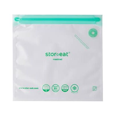 mastrad Intelligent Stor'eat Beutel – wiederverwendbare Vakuumbeutel – bewahrt Nährstoffe – gesundes Kochen – 10 Stück – 22 x 21 cm – 1,3 l mastrad Intelligent Stor'eat Beutel – wiederverwendbare Vakuumbeutel – bewahrt Nährstoffe – gesundes Kochen – 10 Stück – 22 x 21 cm – 1,3 l
