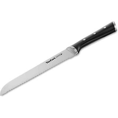 Tefal Ice Force Brotmesser, 20 cm Klinge, Handschutz, Langlebiges Brotschneidemesser, Korrosionsschutz, Made in Germany Edelstahl, Schwarz, K23204 Tefal Ice Force Brotmesser, 20 cm Klinge, Handschutz, Langlebiges Brotschneidemesser, Korrosionsschutz, Made in Germany Edelstahl, Schwarz, K23204