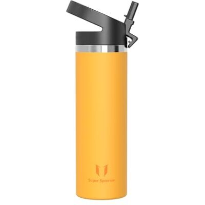 Super Sparrow Trinkflasche Edelstahl 750ml Thermosflasche mit Strohhalm Deckel Super Sparrow Trinkflasche Edelstahl 750ml Thermosflasche mit Strohhalm Deckel