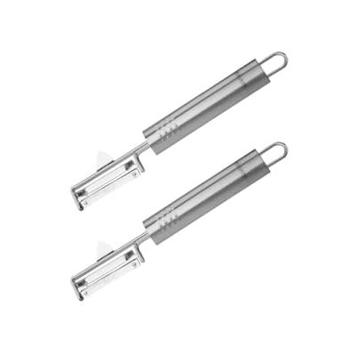 FACKELMANN 9909750 Gemüseschäler 2er Set, Kartoffelschäler, Schäler, Edelstahl, silber, 19 x 3,5 cm FACKELMANN 9909750 Gemüseschäler 2er Set, Kartoffelschäler, Schäler, Edelstahl, silber, 19 x 3,5 cm