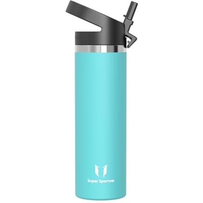 Super Sparrow Trinkflasche Edelstahl 750ml Thermosflasche mit Strohhalm Deckel Super Sparrow Trinkflasche Edelstahl 750ml Thermosflasche mit Strohhalm Deckel