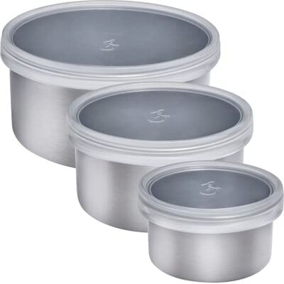 Lurch 240885 Minidosen aus Edelstahl mit transparentem Silikondeckel 3er Set 400ml, 200ml, 100ml Lurch 240885 Minidosen aus Edelstahl mit transparentem Silikondeckel 3er Set 400ml, 200ml, 100ml