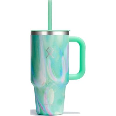 Hydro Flask Travel Tumbler 946 ml (32 oz) mit verschließbarem Press-In-Strohhalmdeckel Edelstahl Doppelwandige Vakuumisolierung Spritzwassergeschützter Deckel Jelly Green Hydro Flask Travel Tumbler 946 ml (32 oz) mit verschließbarem Press-In-Strohhalmdeckel Edelstahl Doppelwandige Vakuumisolierung Spritzwassergeschützter Deckel Jelly Green