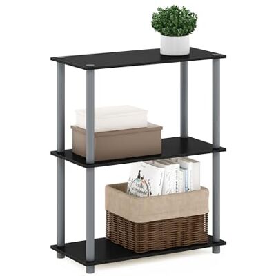 Furinno Regal 3 Regale Holz Schwarz/Grau - Regal Furinno Regal 3 Regale Holz Schwarz/Grau - Regal