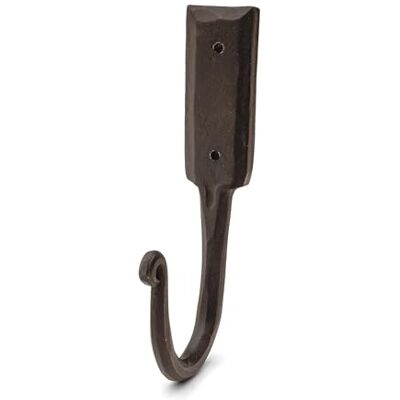 Kings County Tools Handgeschmiedeter Wandhaken aus Eisen, große Größe, 16,5 cm, rustikaler Look, elegante konische Locke, Einzelhaken Kings County Tools Handgeschmiedeter Wandhaken aus Eisen, große Größe, 16,5 cm, rustikaler Look, elegante konische Locke, Einzelhaken