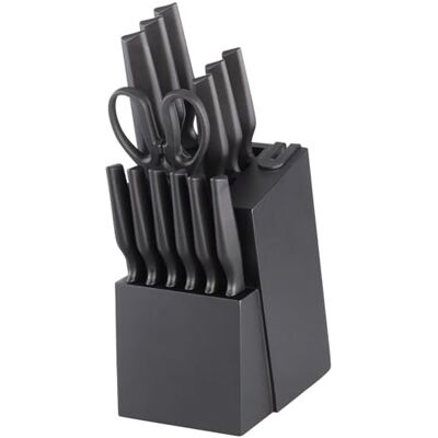 Rosenstein & Söhne Koch-Messer: 14-teiliges Set Küchenmesser mit Messerblock mit integriertem Schärfer (Messer mit ergonomischem Griff, Küchenmesser mit Edelstahlklinge) Rosenstein & Söhne Koch-Messer: 14-teiliges Set Küchenmesser mit Messerblock mit integriertem Schärfer (Messer mit ergonomischem Griff, Küchenmesser mit Edelstahlklinge)
