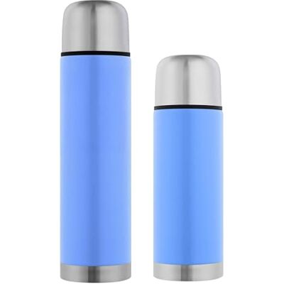 GRÄWE Thermoflaschen Set, 2-teilig, Edelstahl Trinkflasche, Thermoskanne, Isolierflasche für unterwegs, Becher & Drehverschluss, Auslaufsicher für Tee & Kaffee, Spülmaschinengeeignet, Hellblau GRÄWE Thermoflaschen Set, 2-teilig, Edelstahl Trinkflasche, Thermoskanne, Isolierflasche für unterwegs, Becher & Drehverschluss, Auslaufsicher für Tee & Kaffee, Spülmaschinengeeignet, Hellblau
