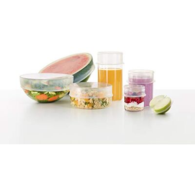 Lékué Flexibler Silikon, wiederverwendbar, 6 Stück. Set beinhaltet: (2) 8,5 cm 11,5 cm 15 cm 20 cm, (1) 26 cm Deckel, Transparent, Multisize Lékué Flexibler Silikon, wiederverwendbar, 6 Stück. Set beinhaltet: (2) 8,5 cm 11,5 cm 15 cm 20 cm, (1) 26 cm Deckel, Transparent, Multisize