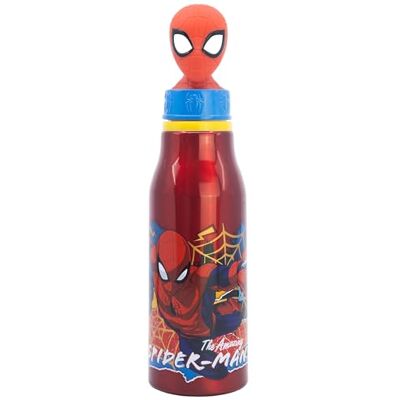 Stor Kinder Aluminium Trinkflasche Spider-Man 690ml mit 3D-Figur am Verschluss, BPA-frei, Ideal fuer Schule und Sport Stor Kinder Aluminium Trinkflasche Spider-Man 690ml mit 3D-Figur am Verschluss, BPA-frei, Ideal fuer Schule und Sport