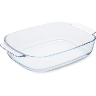 Guardini , Rechteckiges Backblech mit Griffen, aus Borosilikatglas, hitzebeständig, 38 x 25,5 x 7 cm 3,8 l, transparent/hellblau Guardini , Rechteckiges Backblech mit Griffen, aus Borosilikatglas, hitzebeständig, 38 x 25,5 x 7 cm 3,8 l, transparent/hellblau