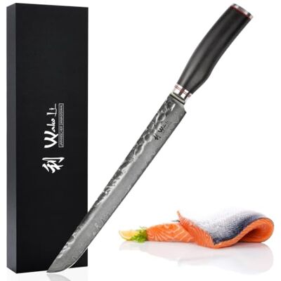 Wakoli EBO Tanto-Fleischmesser, 27,5 cm Klinge, 67 Lagen Damaststahl, VG-10 Hammerschlag, schwarzer Eichenholzgriff, 15° V-Schliff beidseitig, 60 ± 2 HRC, für große Fleischstücke, inklusive Geschenkbox Wakoli EBO Tanto-Fleischmesser, 27,5 cm Klinge, 67 Lagen Damaststahl, VG-10 Hammerschlag, schwarzer Eichenholzgriff, 15° V-Schliff beidseitig, 60 ± 2 HRC, für große Fleischstücke, inklusive Geschenkbox
