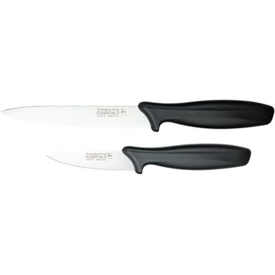 Rio 2 Piece 8007 Essentials Range Utility Knife Set, enthält ein 9cm Gemüsemesser und ein 12cm Utility Knife, schwarze Griffe Rio 2 Piece 8007 Essentials Range Utility Knife Set, enthält ein 9cm Gemüsemesser und ein 12cm Utility Knife, schwarze Griffe