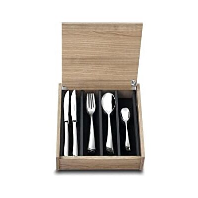 Albert De Thiers Elegance Besteckset, 48 Bestecke, 12 Tafelmesser, 12 Gabeln, 12 Esslöffel, 12 Kaffeelöffel, Klingen und Griffe aus Edelstahl, Holzbox Albert De Thiers Elegance Besteckset, 48 Bestecke, 12 Tafelmesser, 12 Gabeln, 12 Esslöffel, 12 Kaffeelöffel, Klingen und Griffe aus Edelstahl, Holzbox