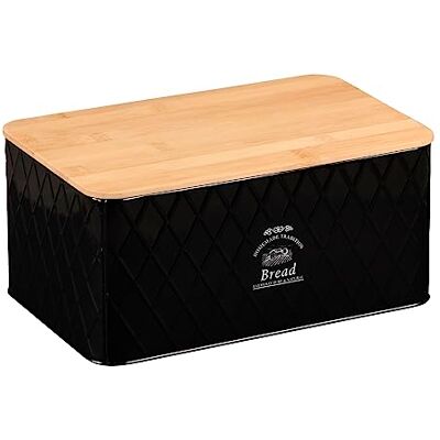 Kesper 18047 schwarze Brotbox aus Weißblech und Bambus im Landhaus-Stil/Brotaufbewahrung/Country Collection, 28 x 18 x 13 cm Kesper 18047 schwarze Brotbox aus Weißblech und Bambus im Landhaus-Stil/Brotaufbewahrung/Country Collection, 28 x 18 x 13 cm